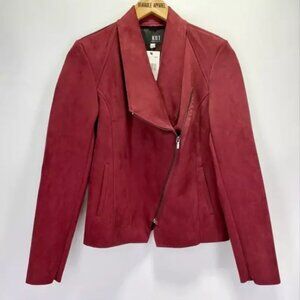 Kut from the Kloth Small Carina Faux Suede Drape Moto Jacket Zip Front Raisin